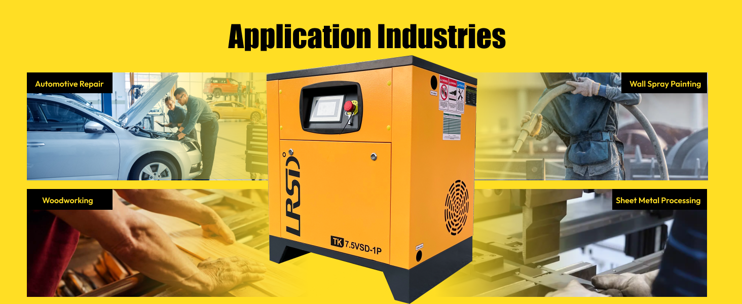 10 HP Rotary Screw Air Compressor VFD 230V Single Phase 38CFM 125PSI