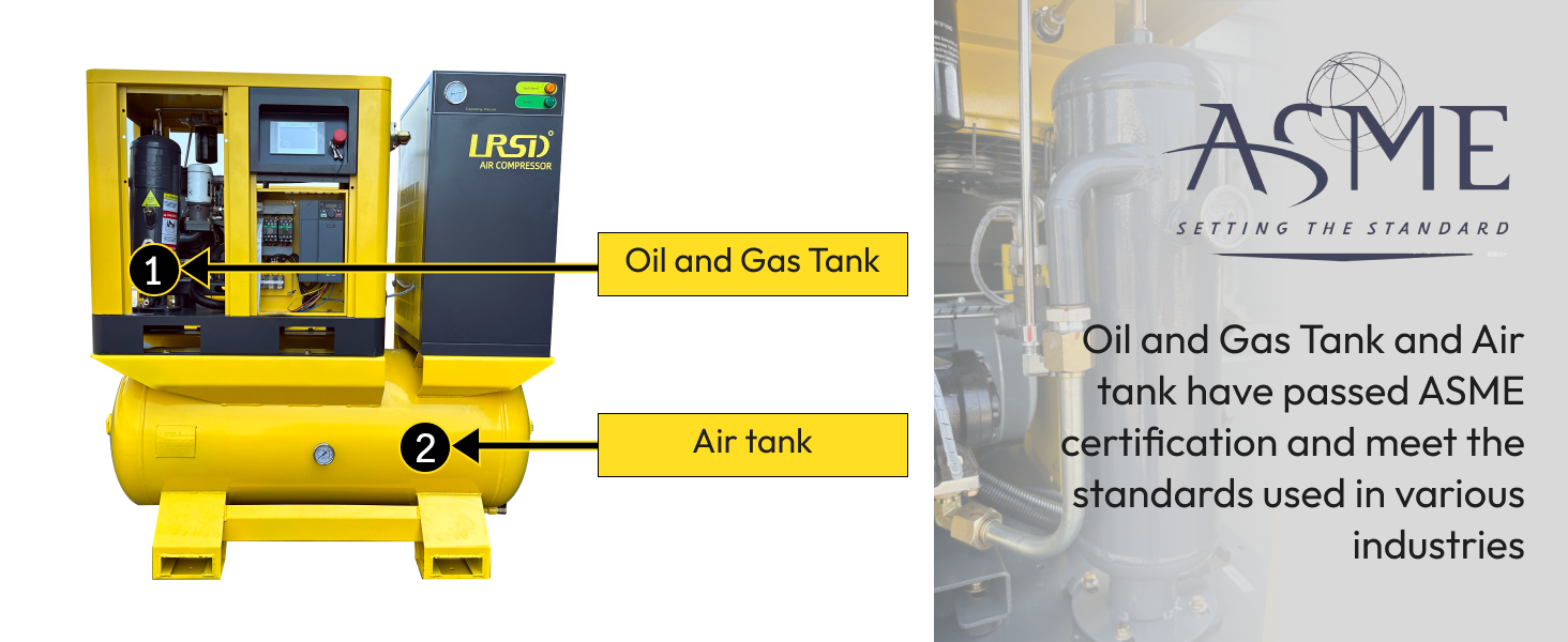 230V 3Phase 7.5 HP Rotary Screw Air Compressor W/80 Gallon Tank  Air Dryer 29cfm