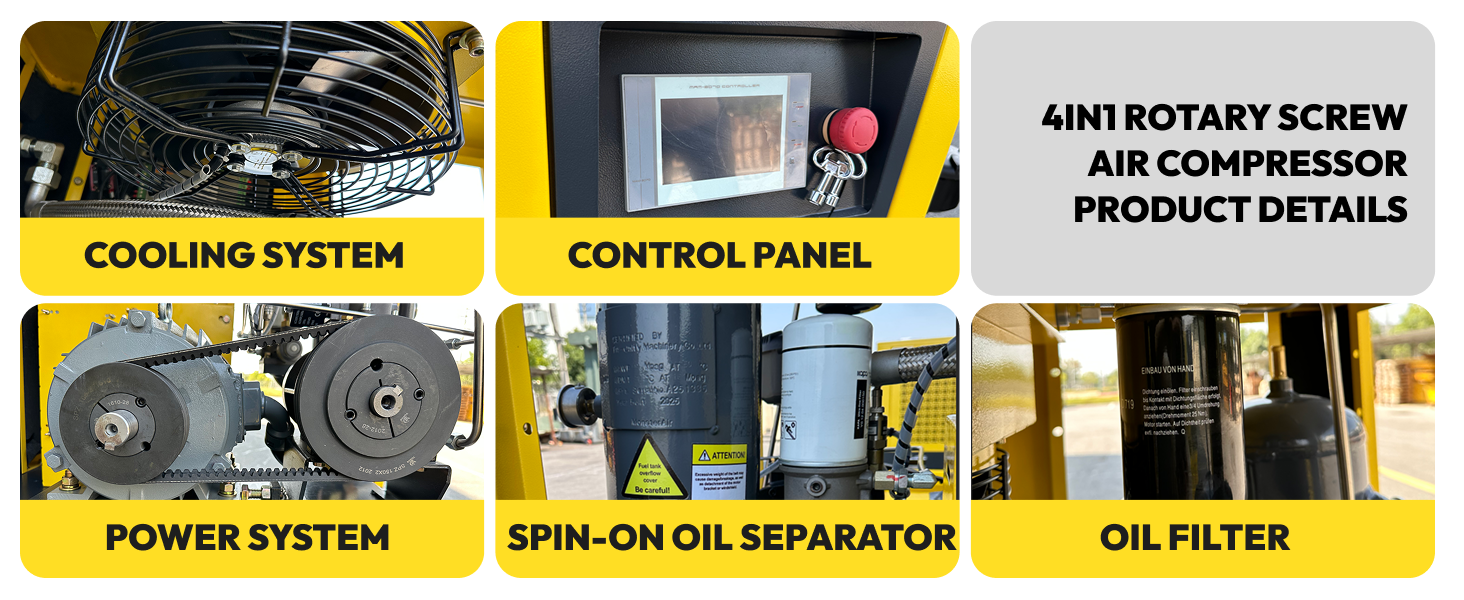 230V 3Phase 7.5 HP Rotary Screw Air Compressor W/80 Gallon Tank  Air Dryer 29cfm