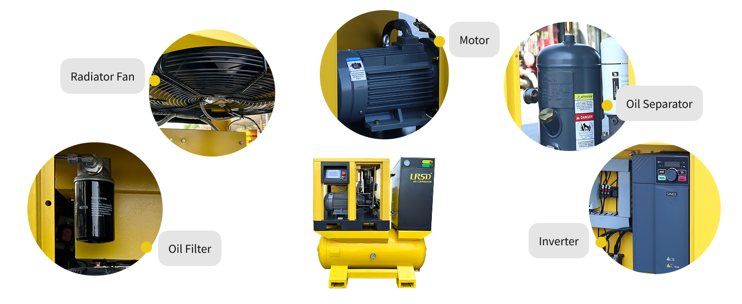 10HP 230V Rotary Screw Air Compressor w/ Air Dryer 80 GAL Air Tank 125Psi 3 Ph