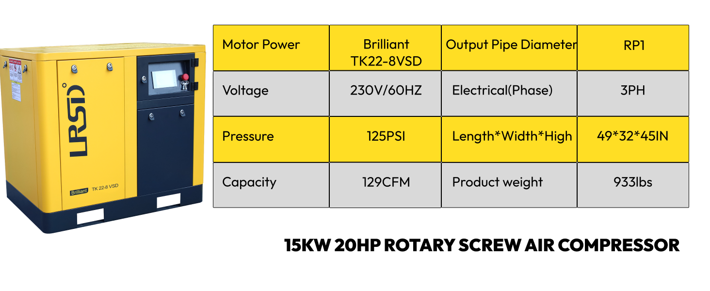 LRSD 30HP (22KW) 3-Phase Rotary Screw Air Compressor – High-Performance, Reliable, Industrial-Grade Air Solution