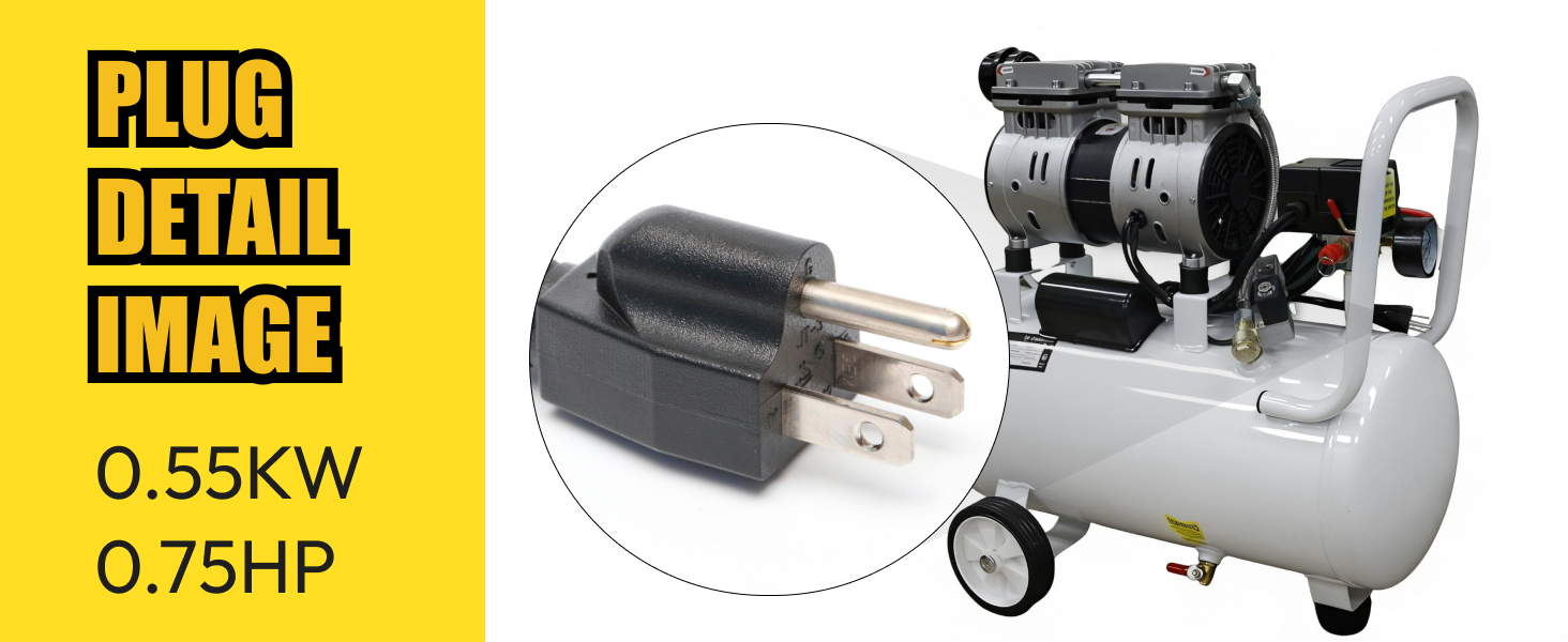 Ultra Quiet 50dB Oil-Free Air Compressor for Dental Use 24L Tank 120V