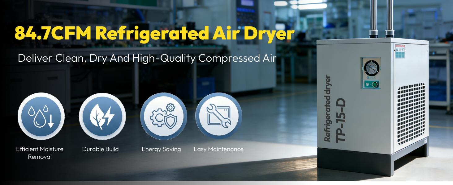 85 CFM REFRIGERATED COMPRESSED AIR DRYER 110V/60HZ, FOR 20HP COMPRESSORS MAX