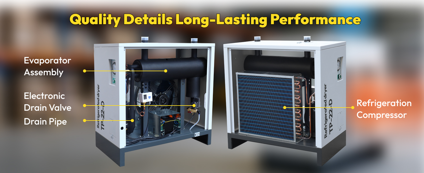 Refrigerated Compressed Air Dryer 123.6 CFM 22HP Compressor 110V 60Hz