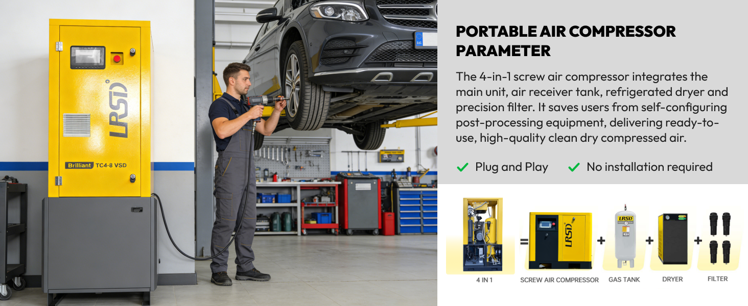 4KW 4in1 Portable compact air compressor TC series