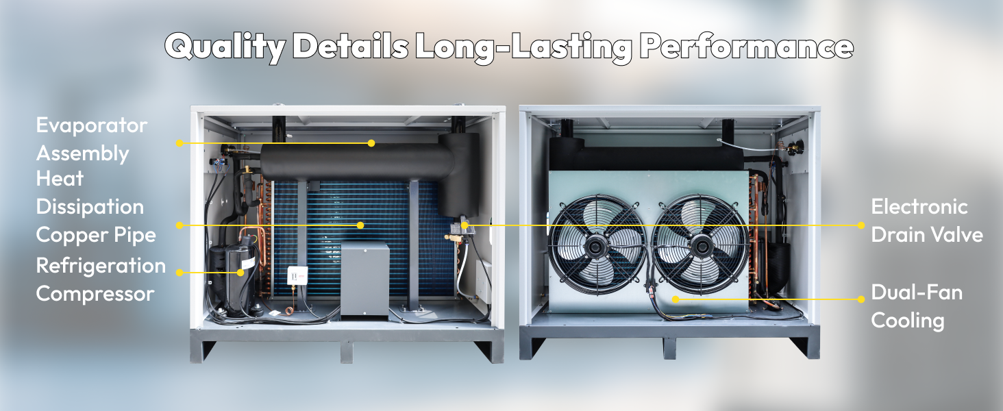 LRSD 353.15 CFM Refrigerated Air Dryer for 75 HP Air Compressor, Industrial Compressed Air Dryer High Efficiency Moisture Removal System