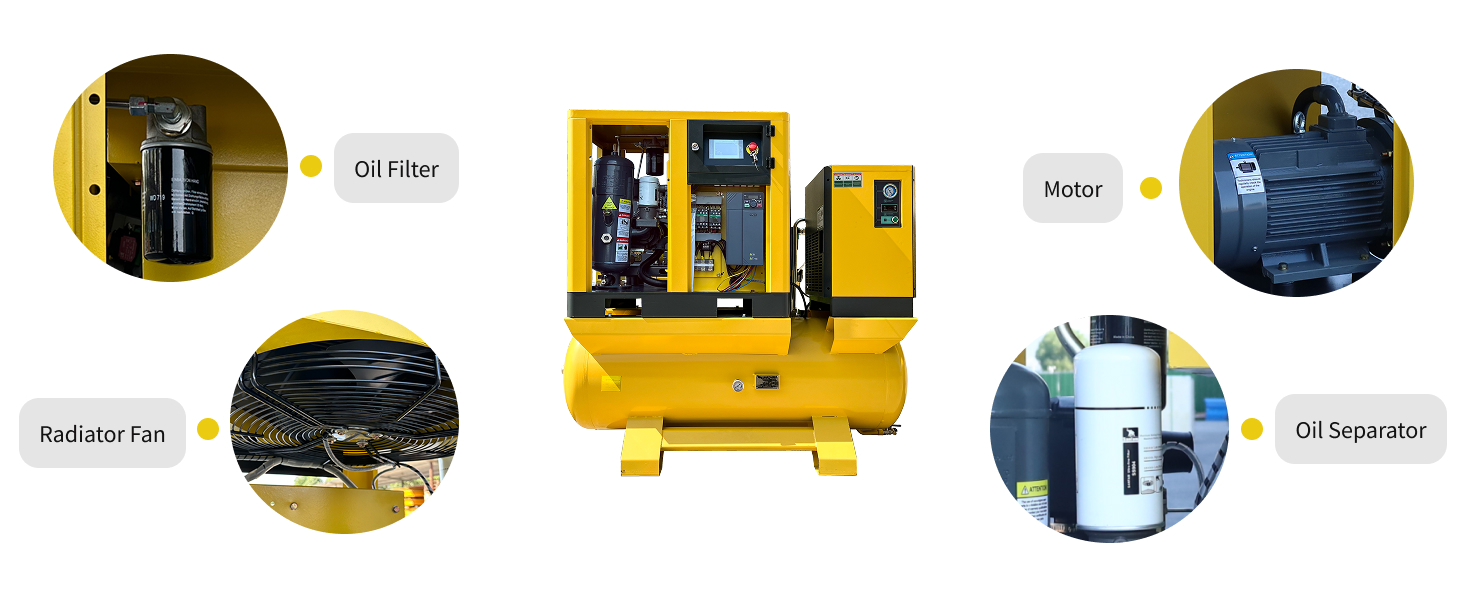 20HP Combined Rotary Screw Air Compressor VSD with Dryer