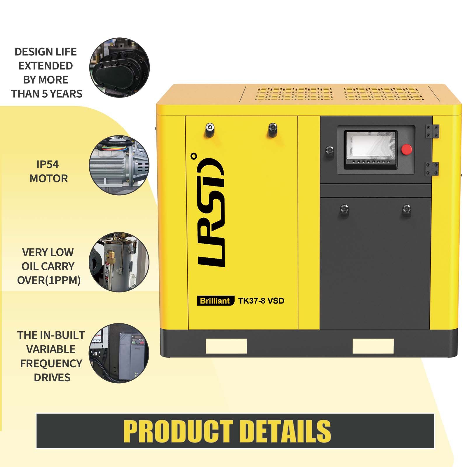 TK Series 37kw / 50hp Direct Drive Silent Energy Saving Screw Air Compressor
