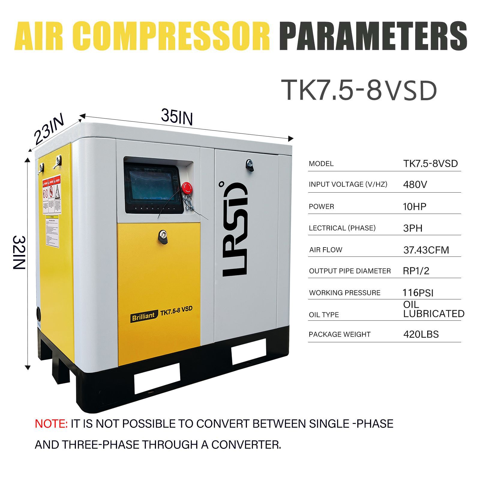 7.5KW-8bar- Permanent-magnet-screw-air-compressor