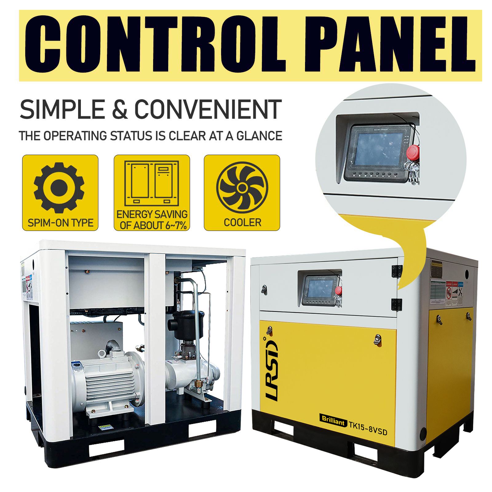 230V/460V 3Phase Rotary Screw Air Compressor 123CFM 30HP/22KW 125PSI for Indurtrial