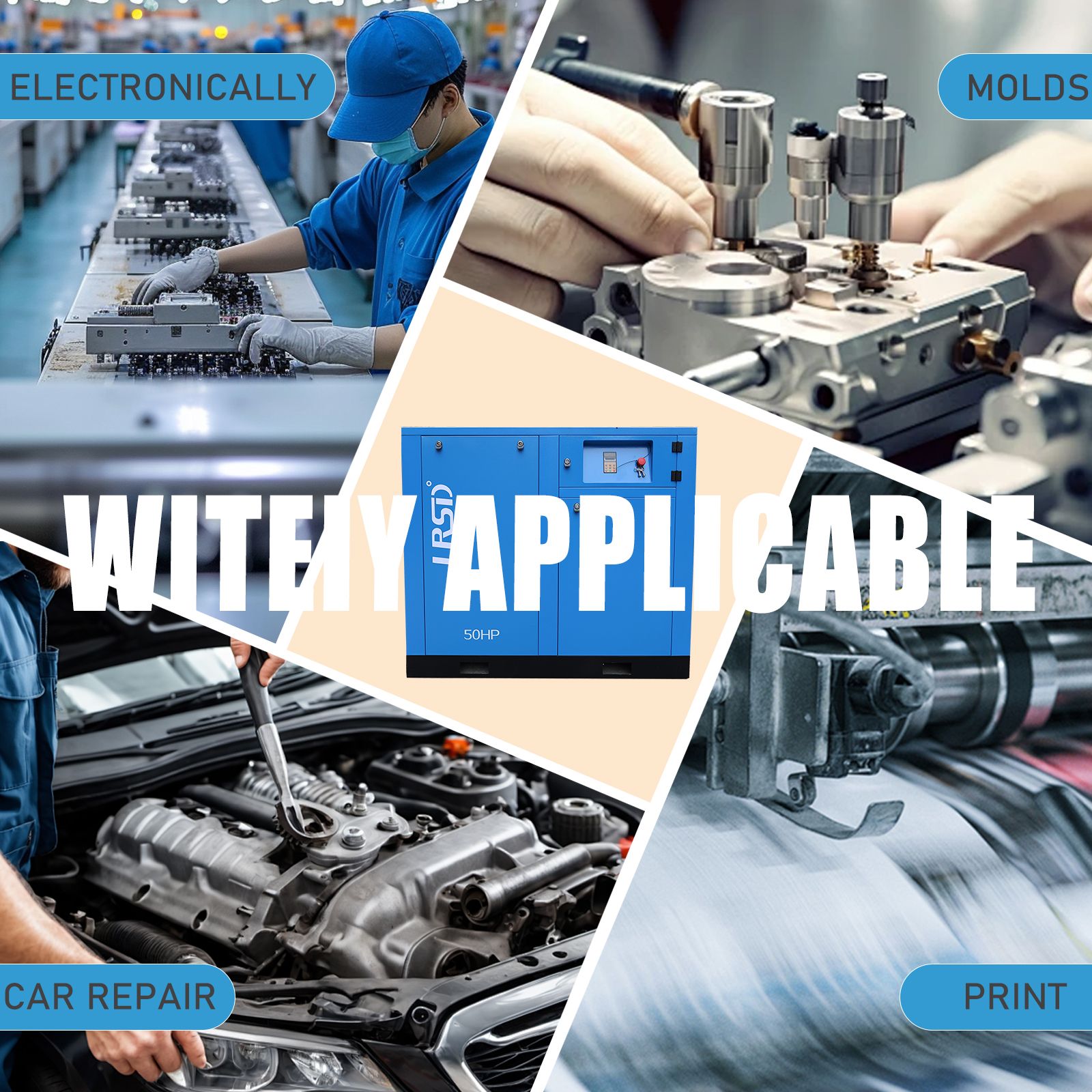 230V 3Ph Rotary Screw Stationary Air Compressor 50HP 230CFM 10Bar 115-150Psi