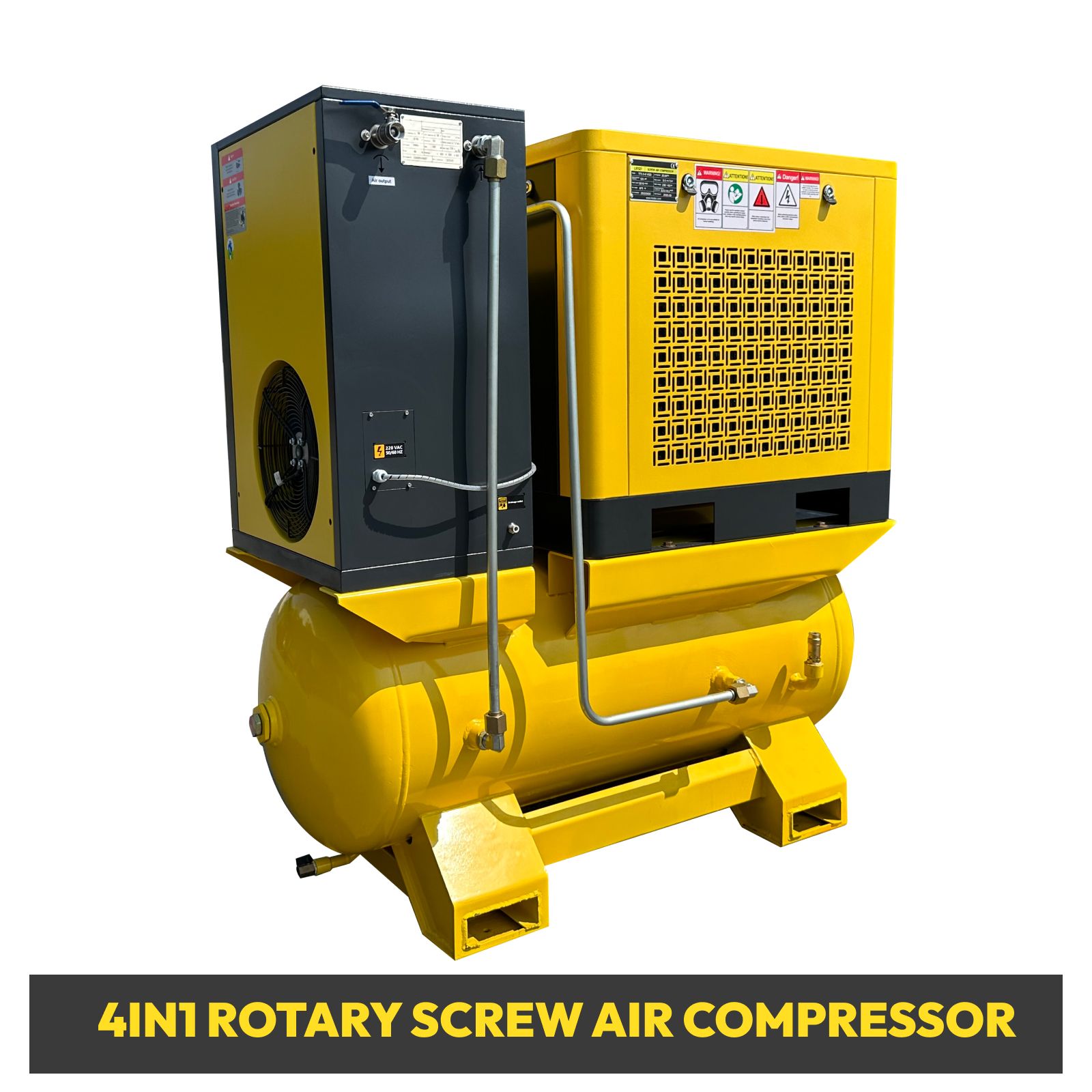 230V 3Phase 7.5 HP Rotary Screw Air Compressor W/80 Gallon Tank +Air Dryer 29cfm
