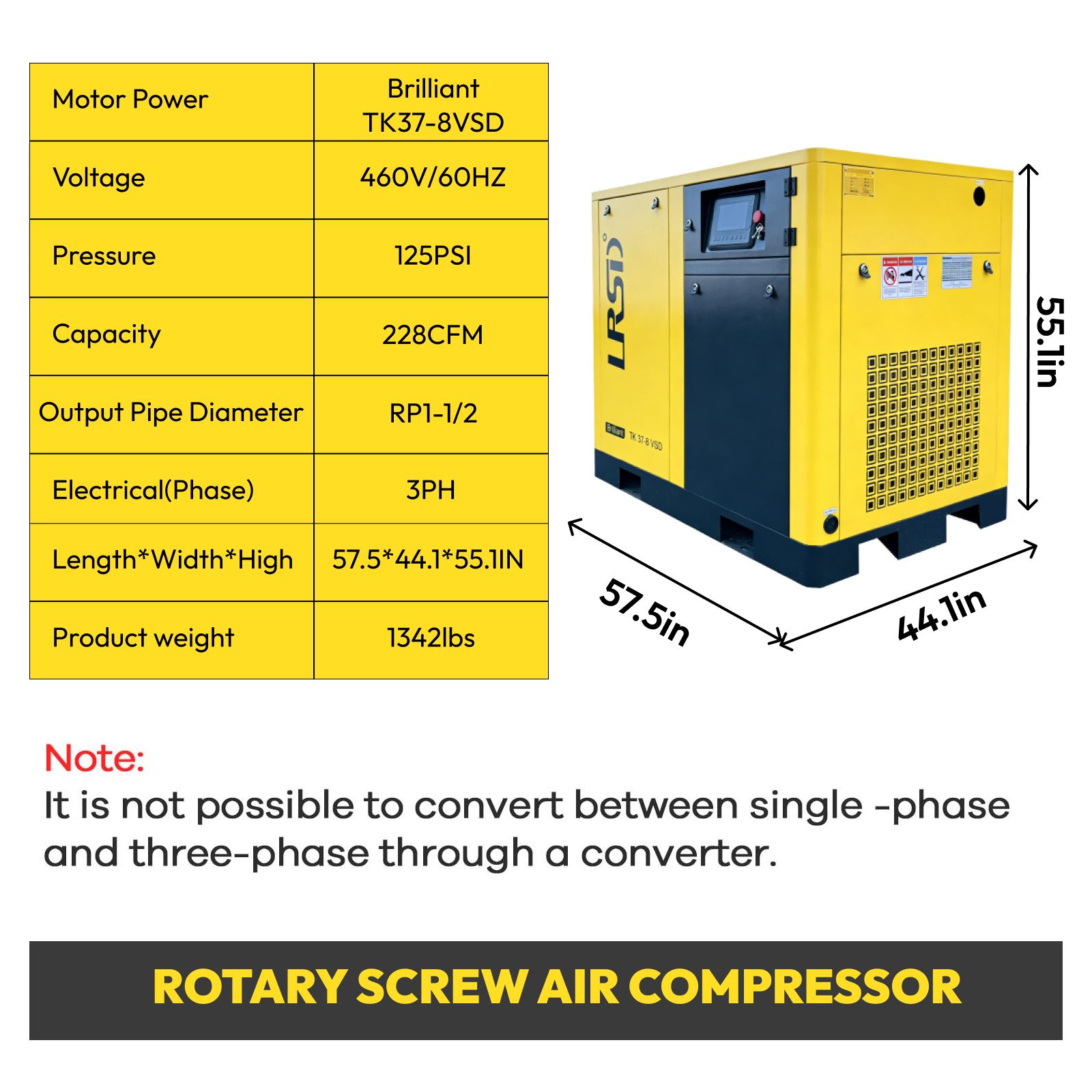TK Series 37kw / 50hp Direct Drive Silent Energy Saving Screw Air Compressor
