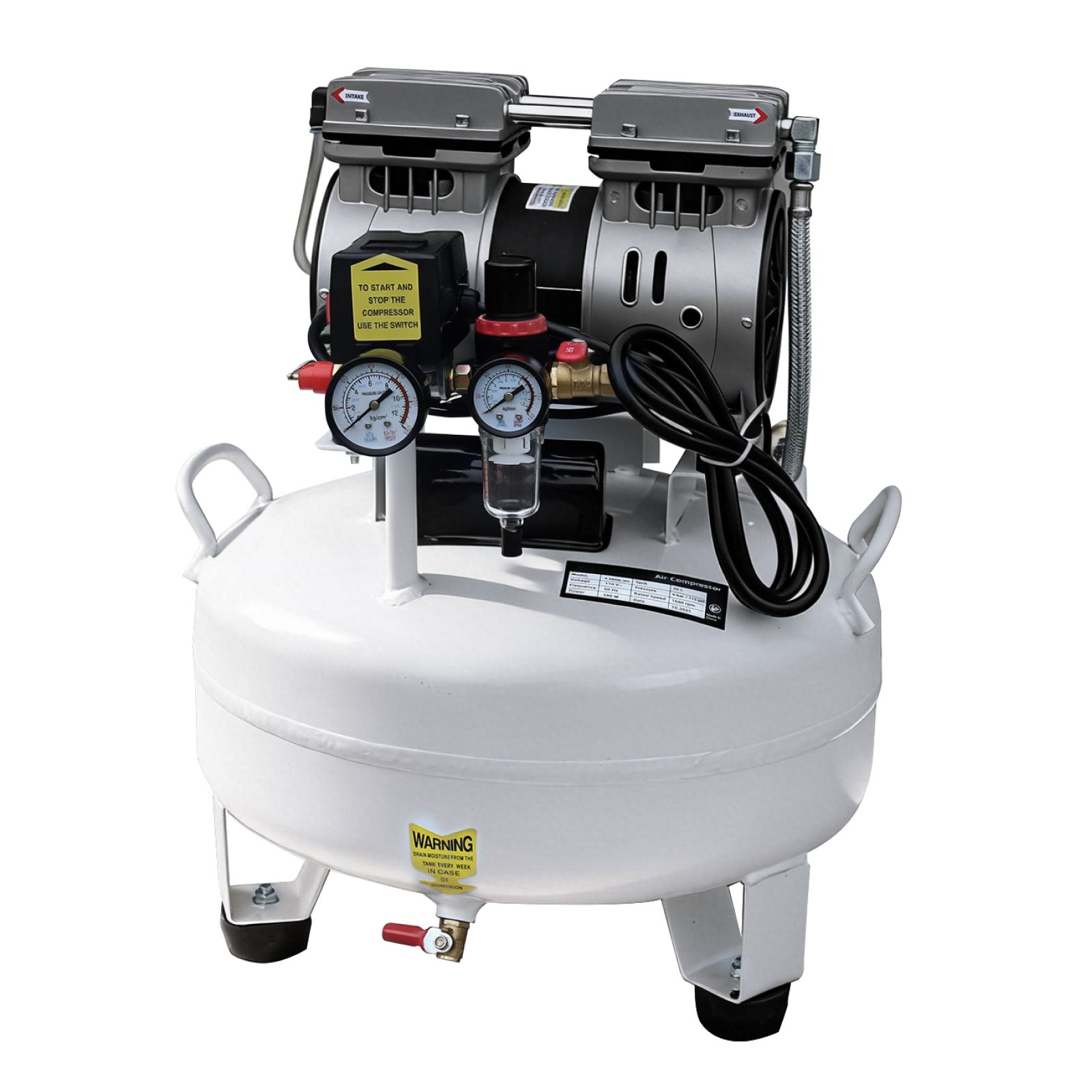 115PSI 30L Dental Medical Air Compressor Silent Air Compressor Oilless