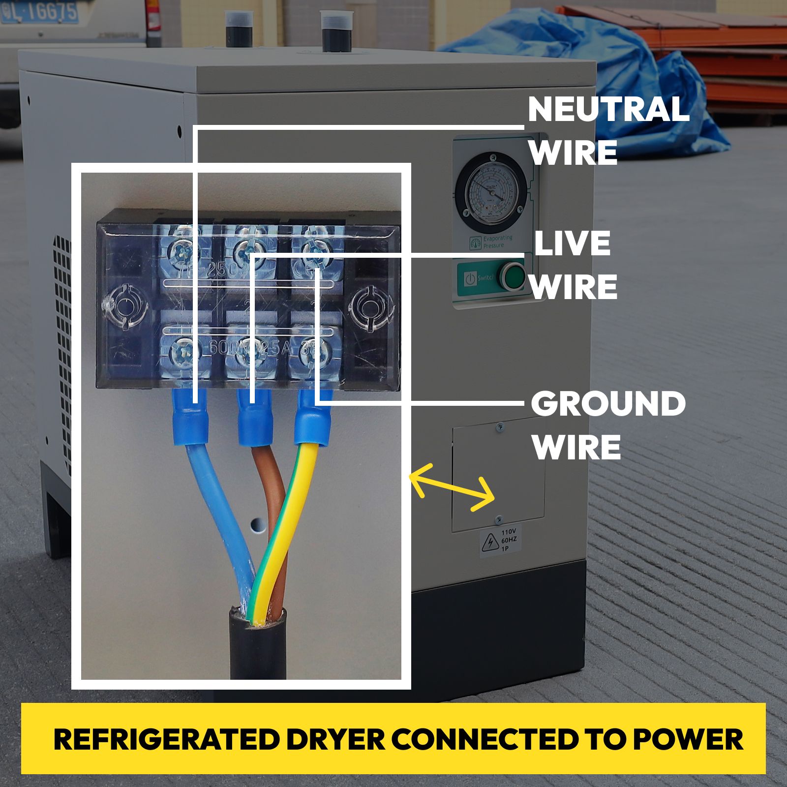 LRSD 53CFM REFRIGERATED COMPRESSED AIR DRYER, 7.5HP &10HP COMPRESSORS, 110V 60HZ