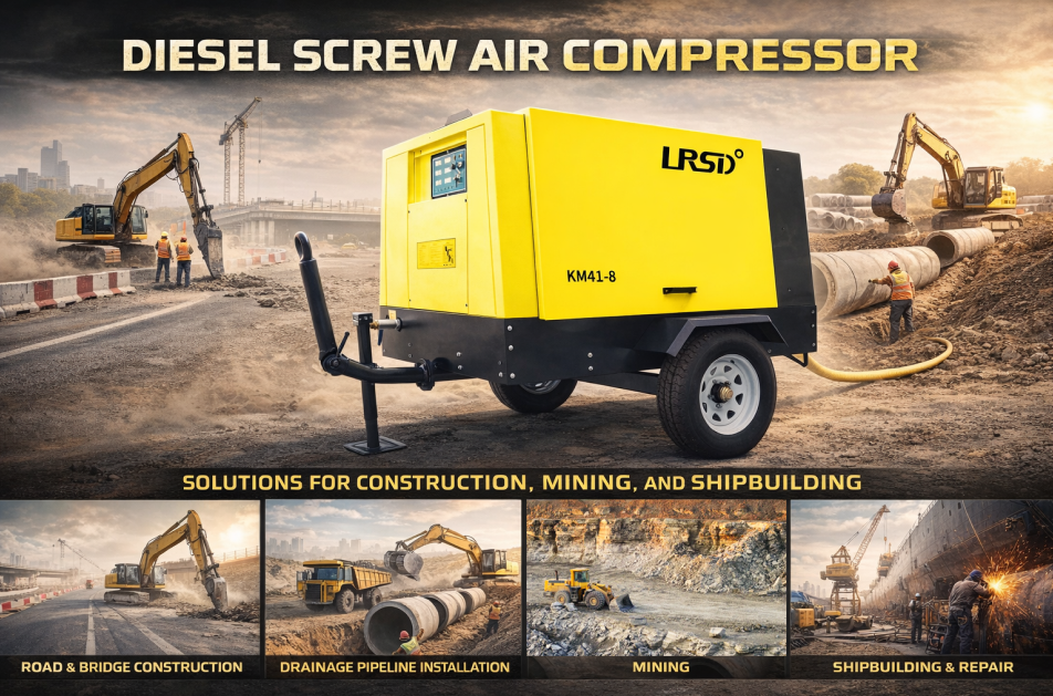 Diesel-Powered Mobile Screw Air Compressor – Reliable Compressed Air for Outdoor Operations