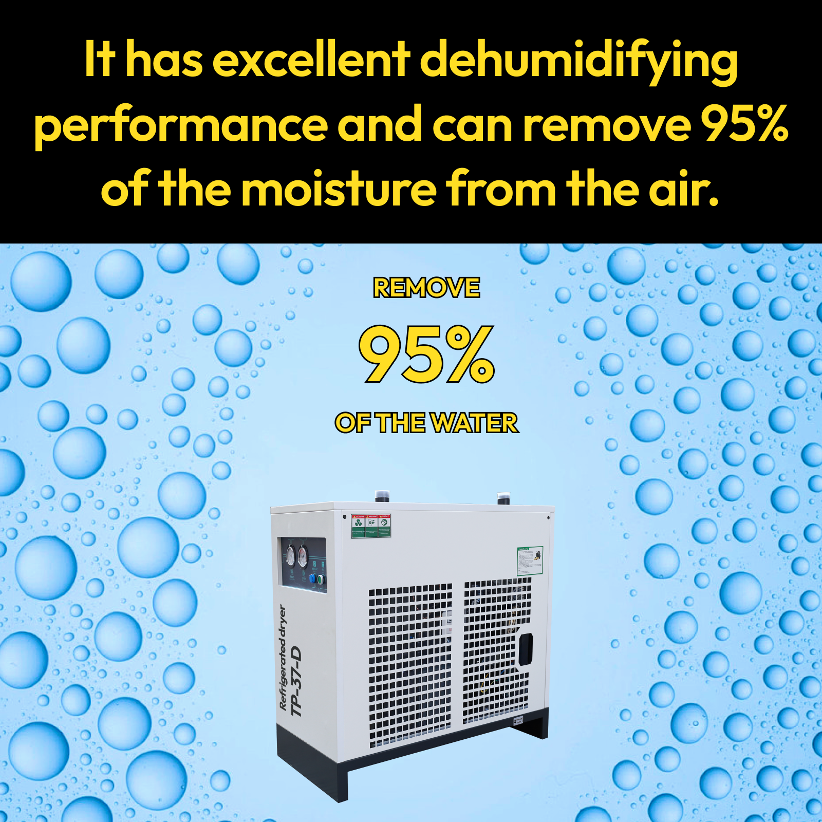 110V/60HZ Refrigerated Compressed Air Dryer System 230CFM for 50HP Air Compressor