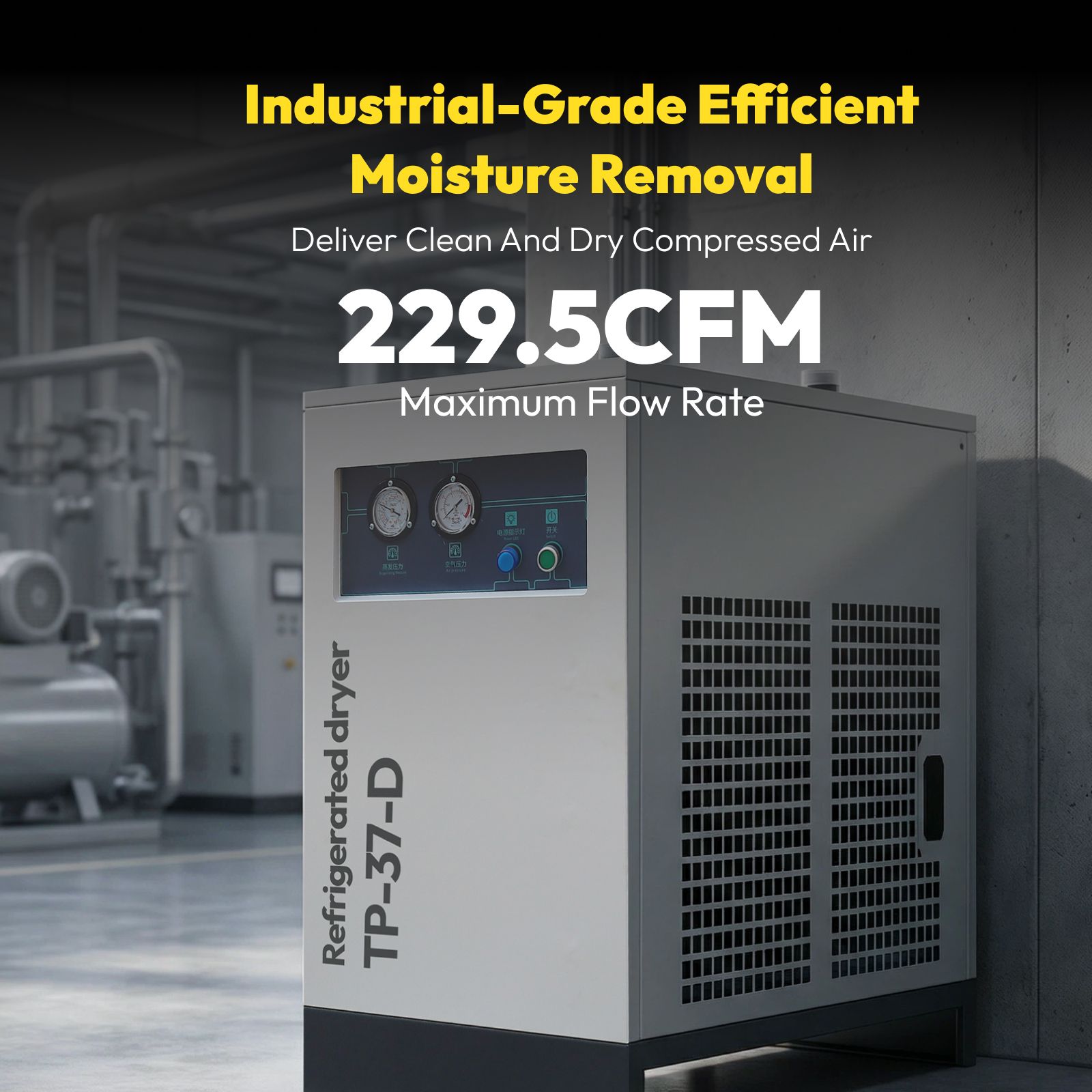 110V/60HZ Refrigerated Compressed Air Dryer System 230CFM for 50HP Air Compressor