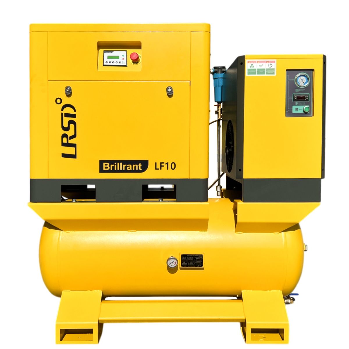 LRSD 4IN1 7.5 kW/10 hp, 230v/3 phase, 37 CFM with compressor, refrigerated dryer and 66-gallon air tank.（ LF10）
