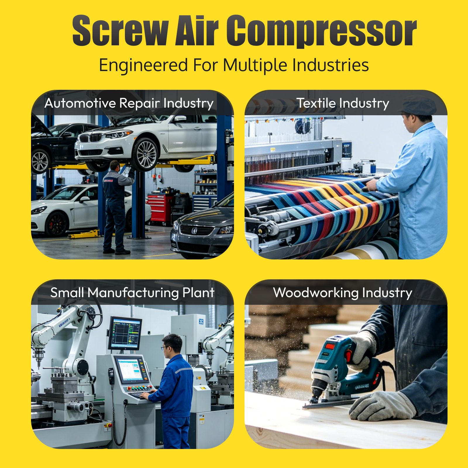 10HP Screw Air Compressor 4in1 230V/3Ph 37CFM 125psi with 32Gal GAS TANK & Air Dryer & FILTER Heavy Duty Air Compressed System ALL in One