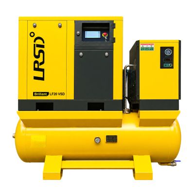 20HP Combined Rotary Screw Air Compressor VSD with Dryer & 120-Gal Tank | 80.16CFM, 116 PSI, 230V 3-Phase – Industrial Grade,Model LF20